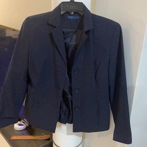 Navy blue and white polka dot blazer